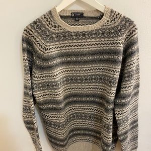 J. Crew Lambswool Grey Fair Isle Men’s Sweater - L